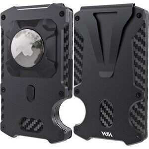 Mens Wallet w/ AirTag Holder Credit slim Front Pocket Carbon Fiber RFID Blocking